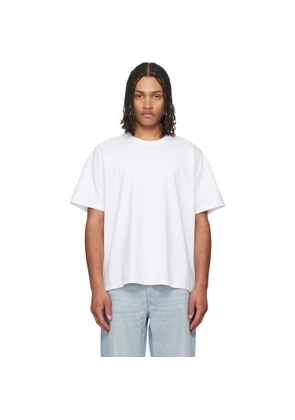 Les Tien White Lightweight Binded Neck Oversized T-shirt