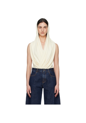 ALAÏA Off-White Hooded Viscose Bodysuit