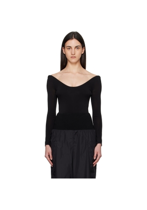 ALAÏA Black Curved Soft Jersey Bodysuit
