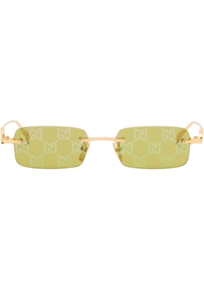 Gucci Gold Rectangular Frame Sunglasses