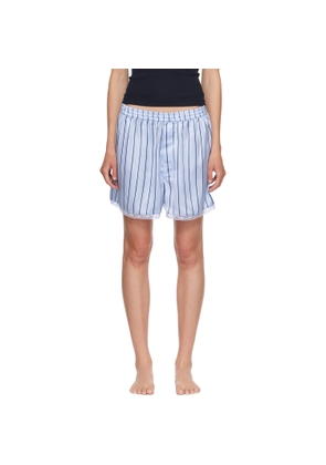 SKIMS Blue Woven Shine Lace Boxer Shorts