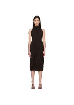 ALAÏA Brown Twisted Soft Jersey Midi Dress