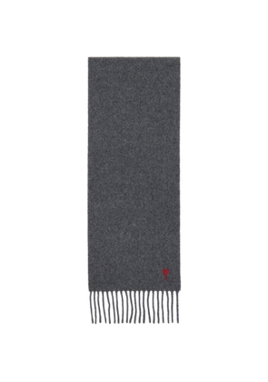AMI Paris Gray Wool Ami De Coeur Scarf