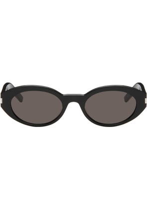 Saint Laurent Black New Wave Oval Sunglasses