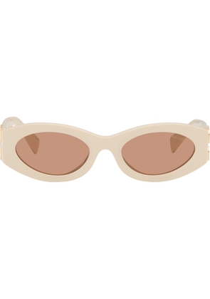 Miu Miu Eyewear Off-White Retro Oval Sunglasses