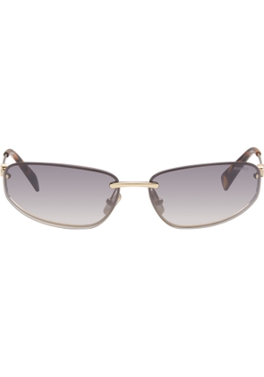 Miu Miu Eyewear Gold Rimless Metal Oval Sunglasses