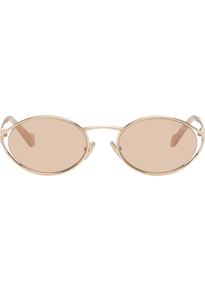Miu Miu Eyewear Gold 'Miu Miu Logo' Sunglasses