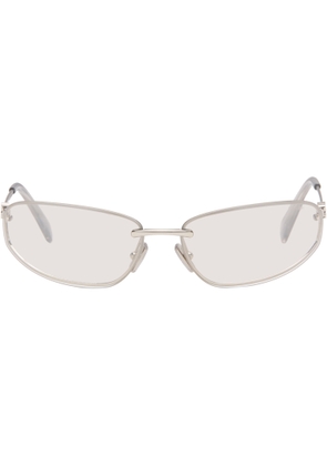 Miu Miu Eyewear Silver Rimless Metal Oval Sunglasses