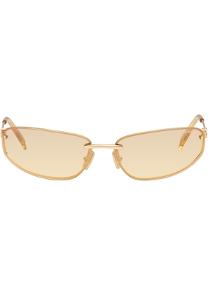 Miu Miu Eyewear Gold Rimless Metal Oval Sunglasses