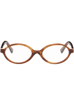Miu Miu Eyewear Brown 'Breaking the Rules' Oval Glasses
