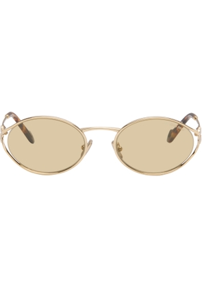 Miu Miu Eyewear Gold Metal Oval Sunglasses