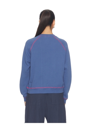 DONNI. The Eco-terry Contrast Stitch Sweatshirt in Blue. Size XXS. Also in L, M, S, XS.