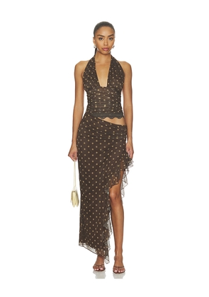 Benni Penelope Maxi Dress in Chocolate. Size XS. Also in S, M, L, XL.