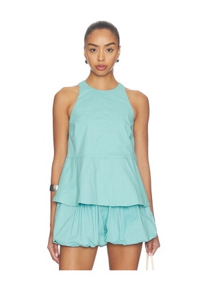 ALIGNE Carlos Poplin Peplum Top in Blue. Size 4. Also in 0, 2, 6.