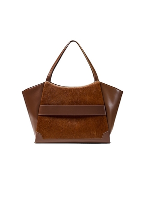 July Juliette Open Winged Cow Print Tote in Brown.