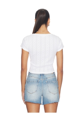 Good American The Pointelle Square Neck Top in White. Size M. Also in XS, S, L, XL.