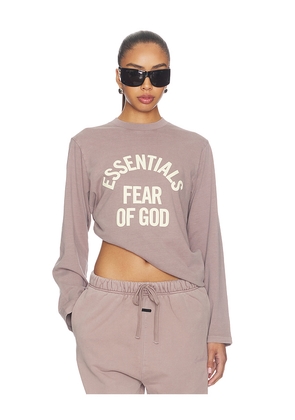 Fear of God ESSENTIALS Campus Classic Long Sleeve Tee in Mauve. Size XS. Also in S, M, L, XL.
