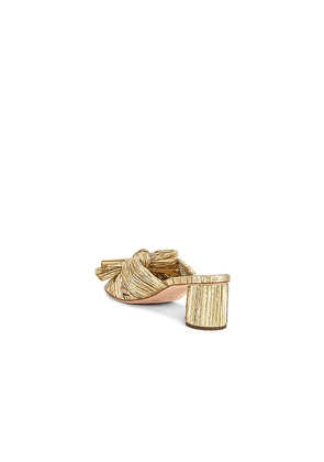 Loeffler Randall Emilia Pleated Knot Mule in Metallic Gold. Size 7. Also in 6, 6.5, 7.5, 8.5, 8, 5, 5.5.