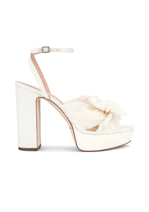 Loeffler Randall Natalia Pleated Knot Platform in White. Size 7. Also in 8, 8.5, 9, 9.5, 10, 6, 6.5, 7.5.