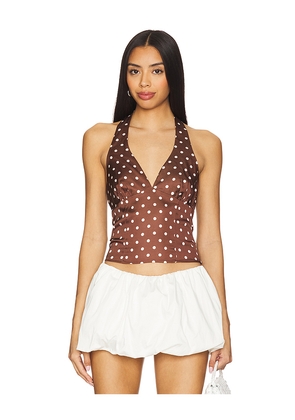 MORE TO COME Vivan Halter Top in Chocolate. Size XS. Also in XXS, S, M, L, XL.