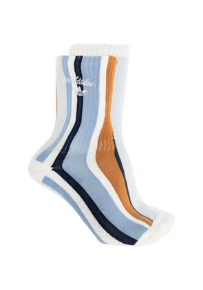 adidas logo-embroidered striped socks - Blue