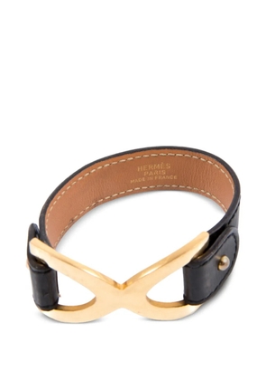 Hermès Pre-Owned 1990s infinity plaque leather bracelet - Black