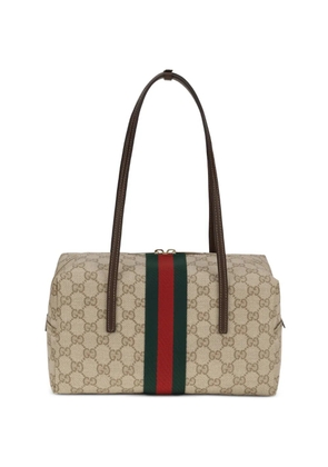 Gucci GG Supreme Web-stripe tote bag - Brown