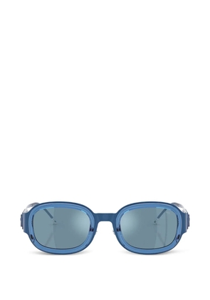 Diesel logo-plaque oval-frame sunglasses - Blue