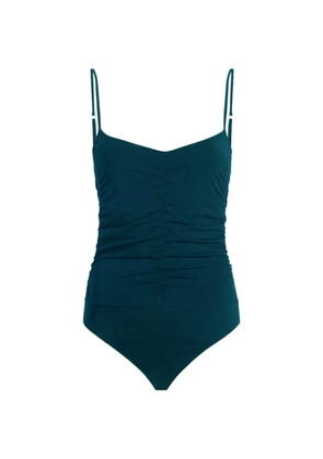 Another Tomorrow shirred sleeveless bodysuit - Blue