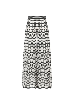D.Exterior geometric-pattern Lurex-detail palazzo pants - Black