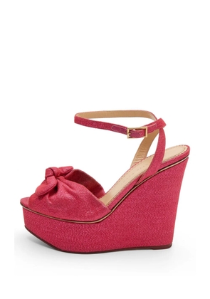 Charlotte Olympia glitter bow-detail wedge sandals - Pink