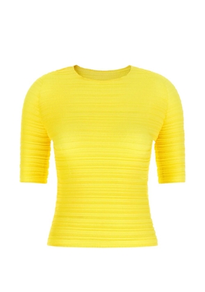Issey Miyake Jiggly Pleats ribbed-fabric blouse - Yellow