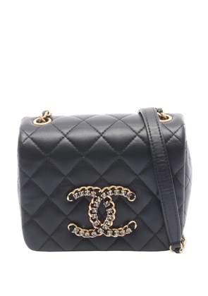 CHANEL Pre-Owned 2021-2026 Mini Quilted Lambskin CC Crystal Full Flap crossbody bag - Black