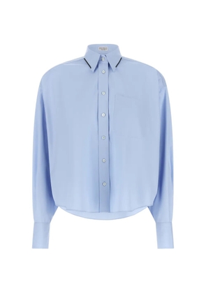 Brunello Cucinelli Monile-trim cropped shirt - Blue