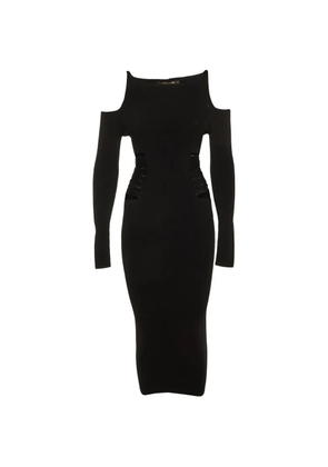 Roberto Cavalli Vintage cold-shoulder distressed-detail maxi dress - Black