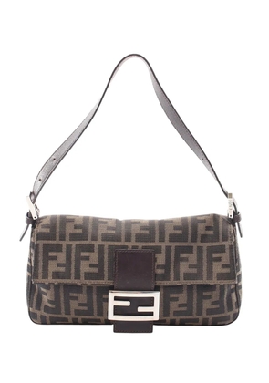 Fendi Pre-Owned 2000-2010 FENDI Mamma bucket Zucca canvas leather Brown Black Used Women handbag