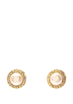 CHANEL Pre-Owned 1970-1980 Gold Plated Faux Pearl Logo Clip On Earrings costume earrings