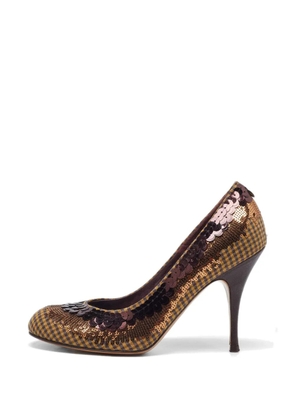 Etro Pre-Owned sequin round-toe pumps - Brown