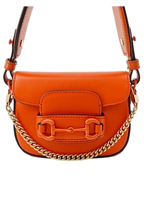 Gucci Pre-Owned 2016-2026 Mini Calfskin Horsebit 1955 Web satchel - Orange