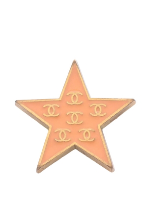 CHANEL Pre-Owned 2001 CC Gold Plated Enamel Star Brooch costume brooch - Orange