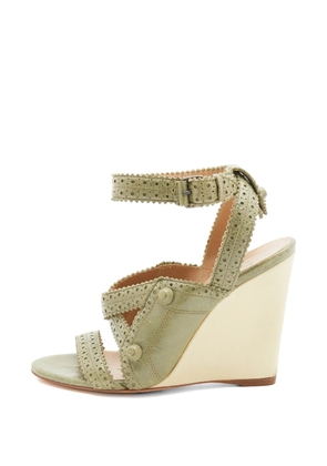 Balenciaga Pre-Owned brogue strappy wedge-heel leather sandals - Green
