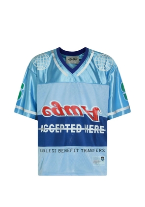 AWGE mesh-panel graphic-print T-shirt - Blue