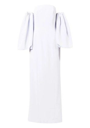 BAZZA ALZOUMAN off-shoulder puff-sleeve gown - Blue