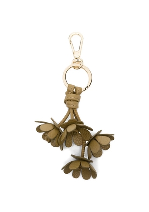 Coccinelle floral-detail leather keyring - Green