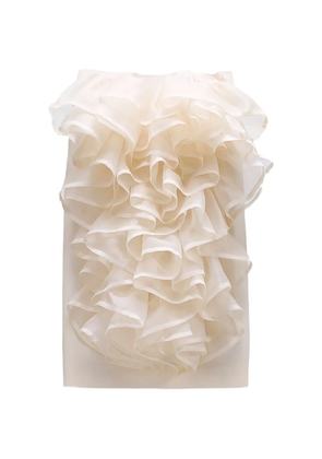 Viktor & Rolf midi ruffled-trim pencil skirt - Neutrals