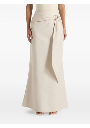 Manière De Voir Holly in natural linen asymmetric wrap tie maxi skirt - Neutrals