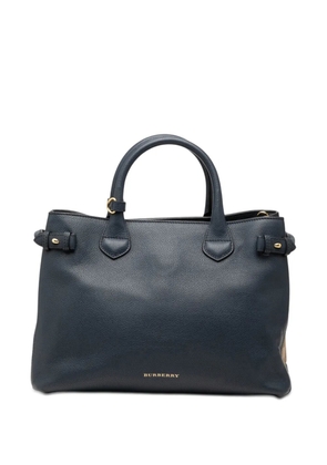 Burberry Pre-Owned 2000-2017 Medium Leather and House Check Banner satchel - Blue