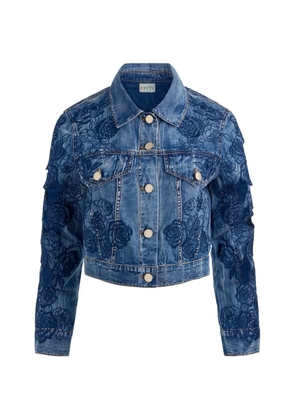alice + olivia Chloe embroidered denim jacket - Blue