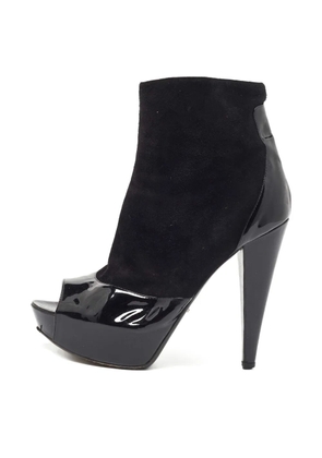 Sergio Rossi Baltimora Peep Toe Platform Ankle Boots - Black