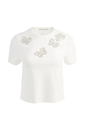 alice + olivia crystal-embellished cutout T-shirt - White